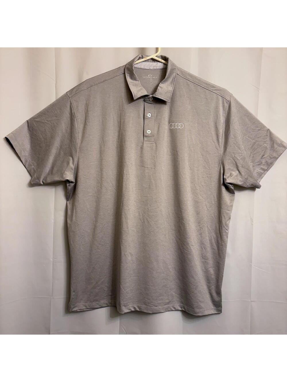 VANSPORT Men's XL Gray Audi Logo Performance Polo Shirt Short Sleeve India
